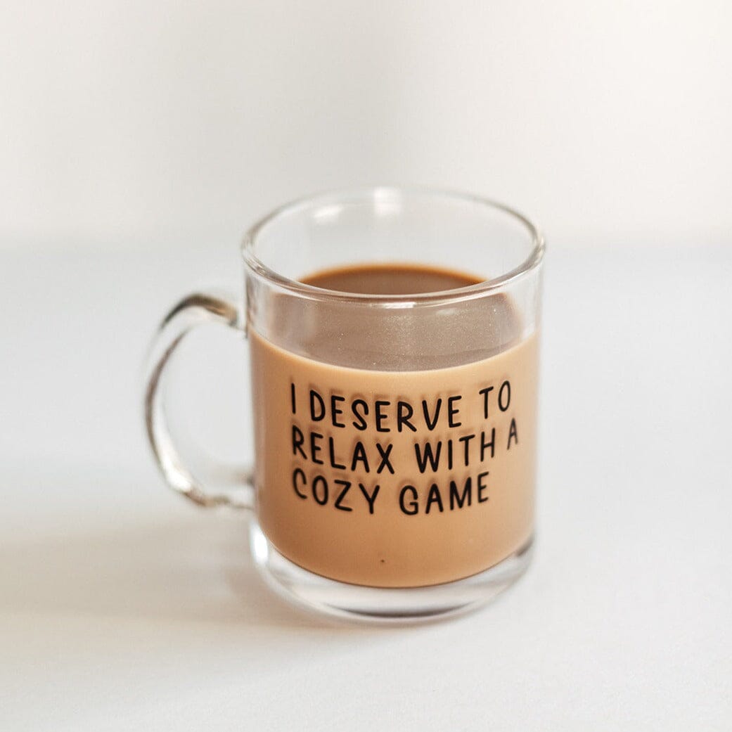 Relax with a Cozy Game | Mug Glass | Gamer Affirmations Mugs Threads & Thistles Inventory