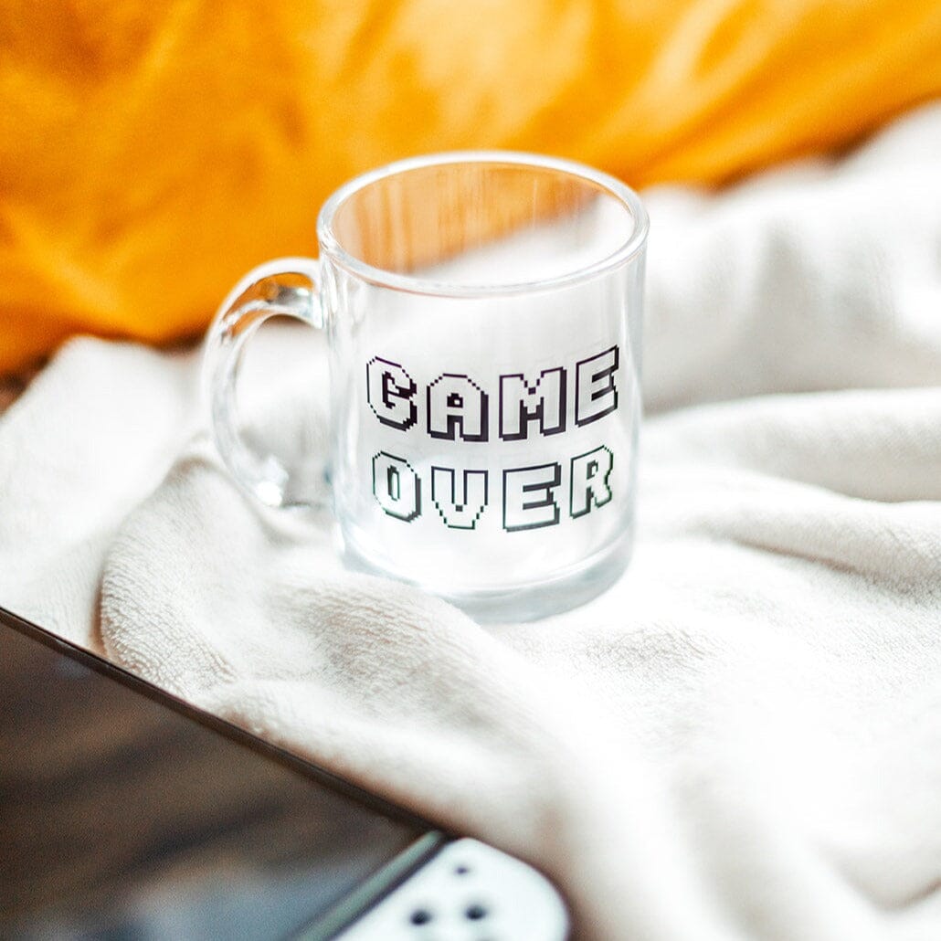 Game Over Pixels Mug Glass Retro Gaming Mugs Threads & Thistles Inventory 