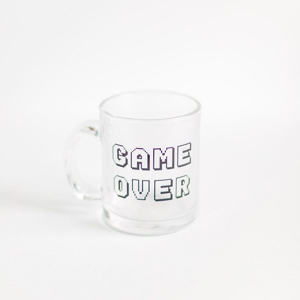 Game Over Pixels Mug Glass Retro Gaming Mugs Threads & Thistles Inventory
