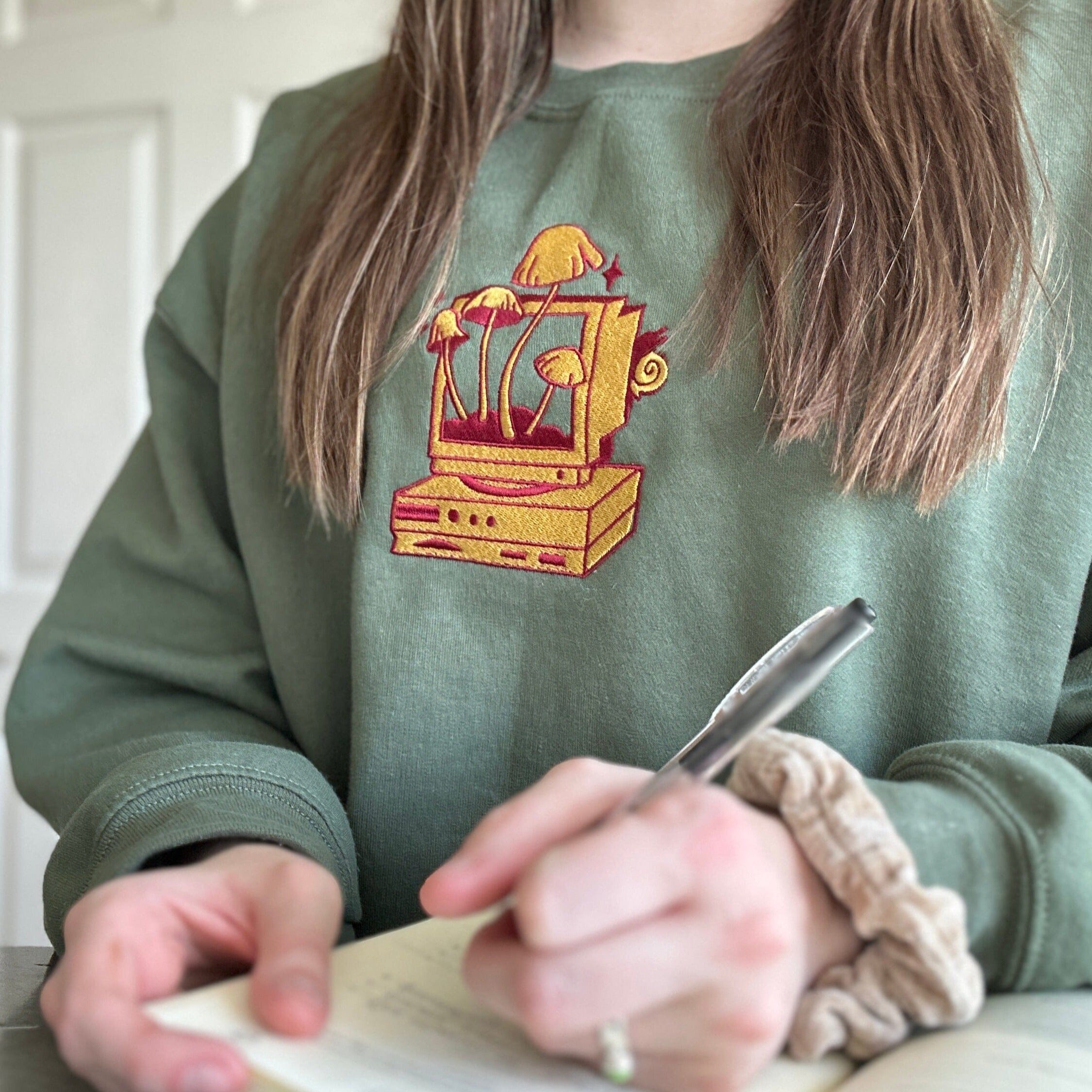 Cozy PC Gaming | Embroidered Crop Hoodie | Cozy Gamer Threads & Thistles Inventory