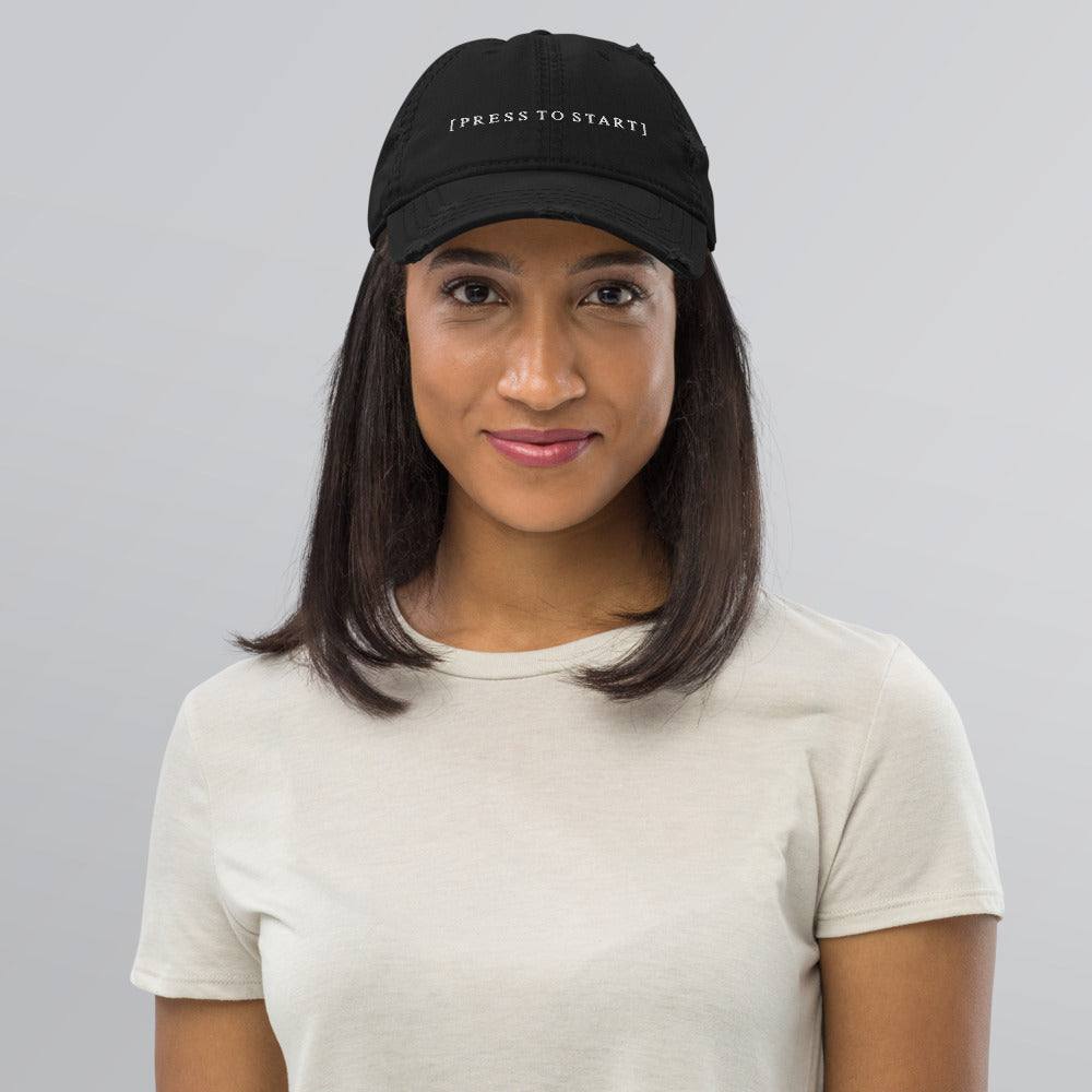 Press to Start | Distressed Dad Hat Threads and Thistles Inventory