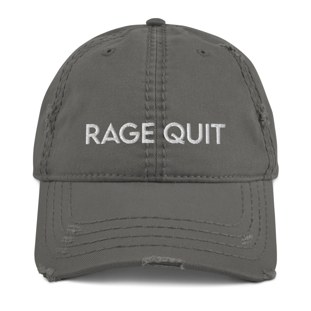 Rage Quit | Distressed Dad Hat Threads and Thistles Inventory Charcoal Grey