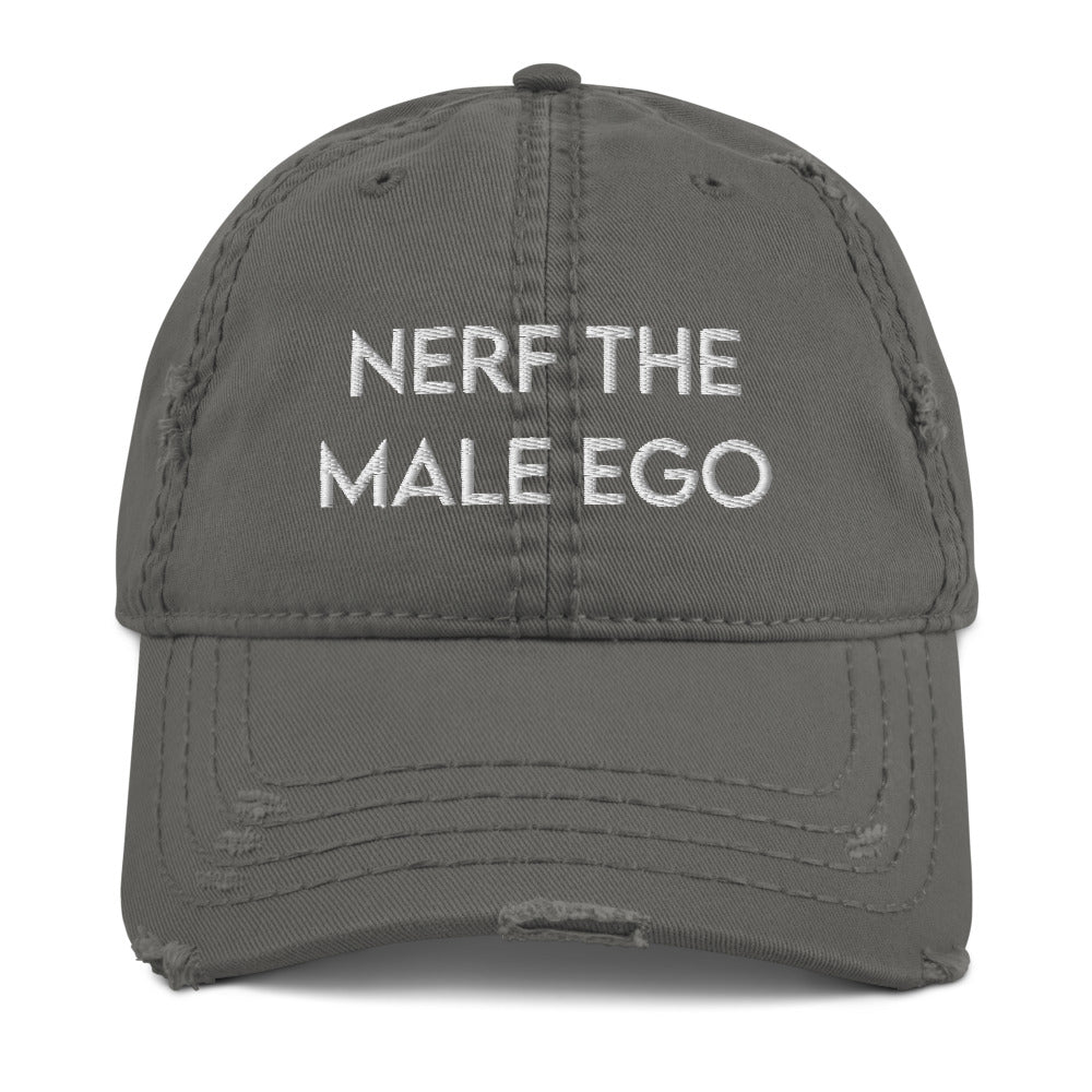 Nerf the Male Ego | Distressed Dad Hat Threads and Thistles Inventory Charcoal Grey