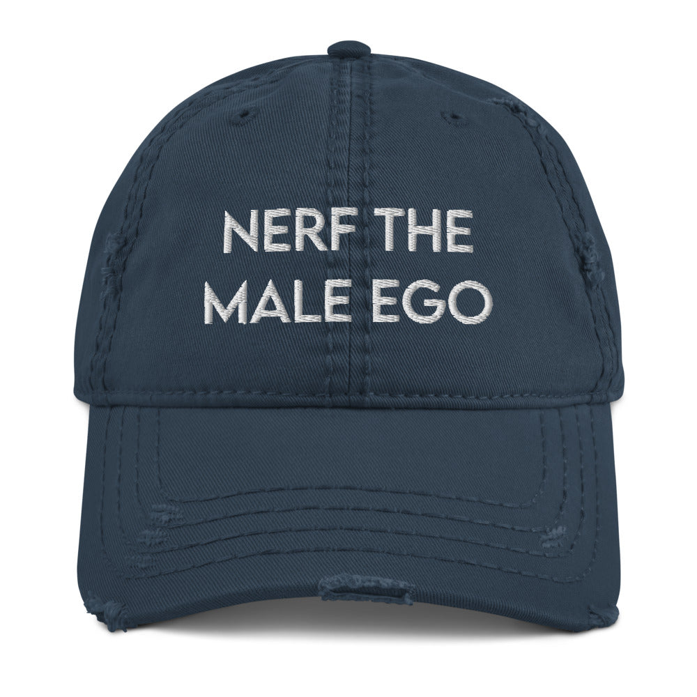 Nerf the Male Ego | Distressed Dad Hat Threads and Thistles Inventory Navy
