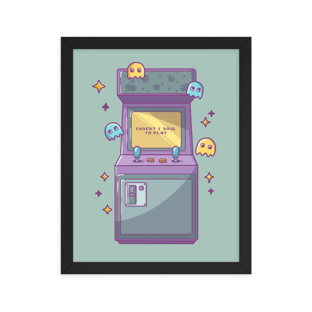 Insert 1 Life to Play | Framed poster | Retro Gaming Threads & Thistles Inventory Black 11″×14″