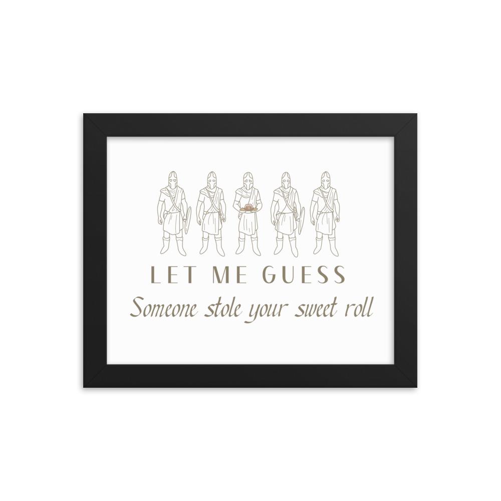 Sweet Roll | 8x10 in Framed poster | Skyrim Threads and Thistles Inventory Black