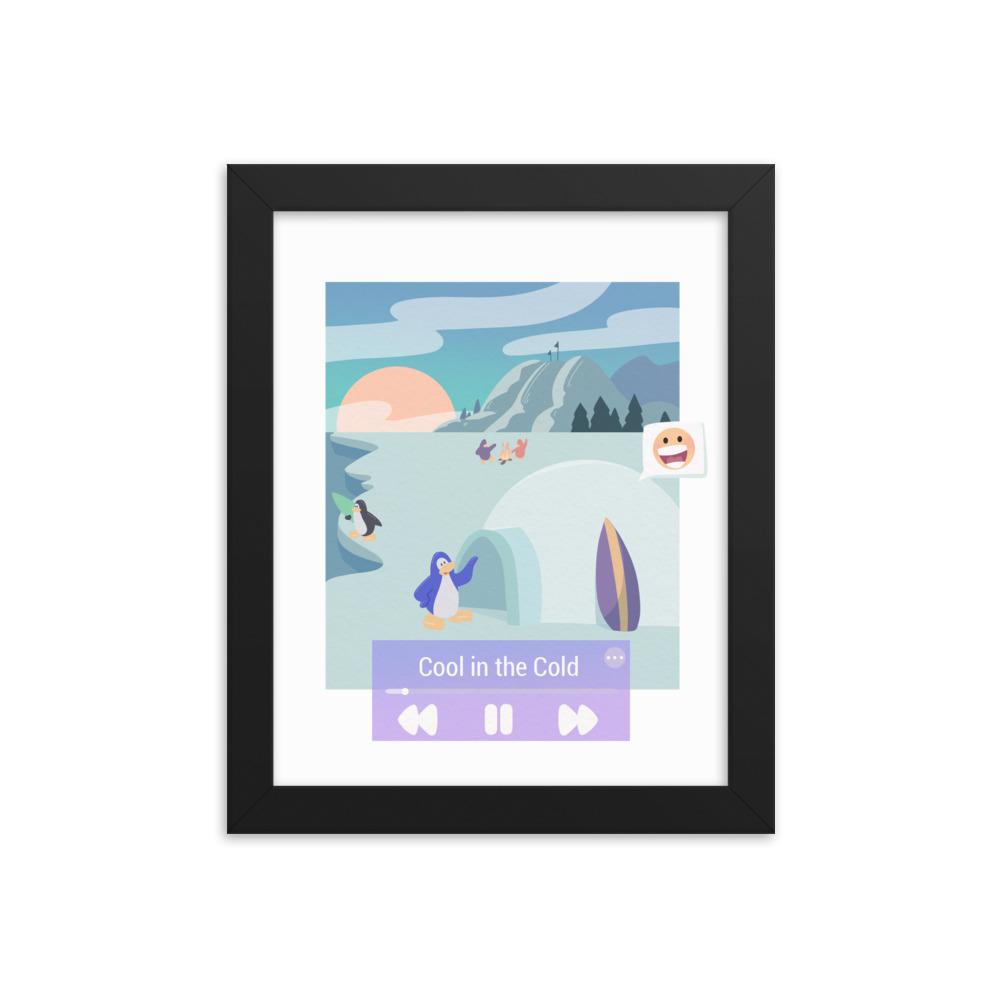 Cool in the Cold | Framed poster | Club Penguin Threads and Thistles Inventory Black