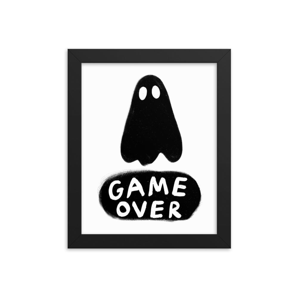 Game Over Ghost | 8x10 Framed poster Threads and Thistles Inventory Black