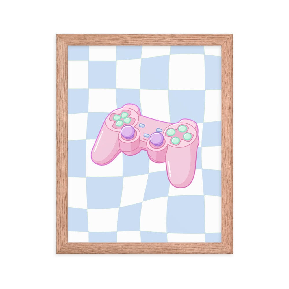 PS1 Controller | Framed poster | Retro Gaming Threads & Thistles Inventory Red Oak 11″×14″