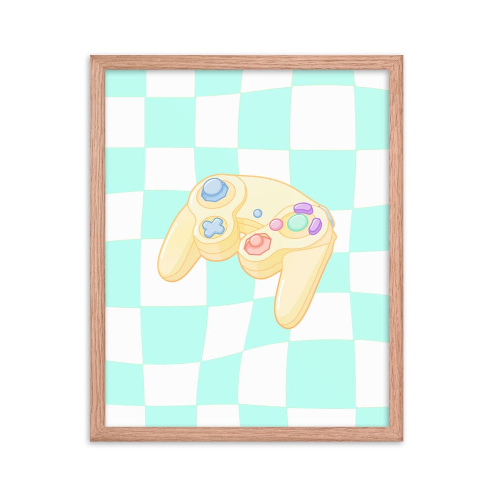 Gamecube Controller | Framed poster | Retro Gaming Threads & Thistles Inventory Red Oak 16″×20″