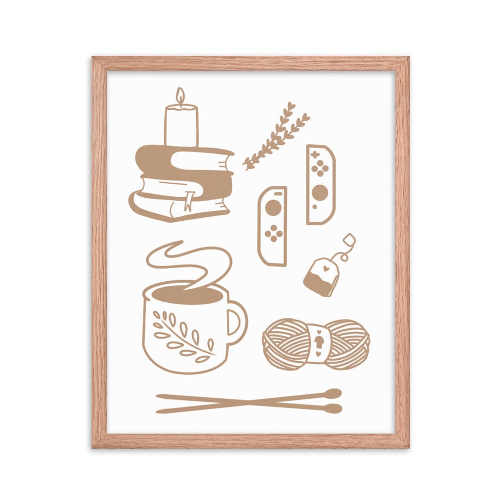 Cozy Hobbies | Framed poster | Cozy Gamer Threads & Thistles Inventory Red Oak 16″×20″