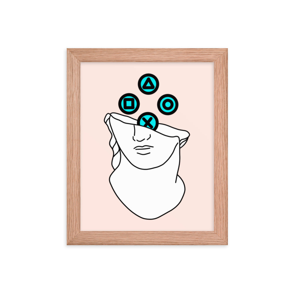 Gamer Statue #1 | Framed poster | Feminist Gamer Threads and Thistles Inventory Red Oak