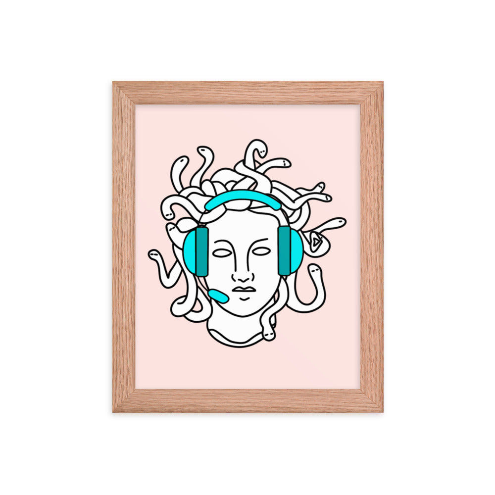 Gamer Statue #3 | Framed poster | Feminist Gamer Threads and Thistles Inventory Red Oak