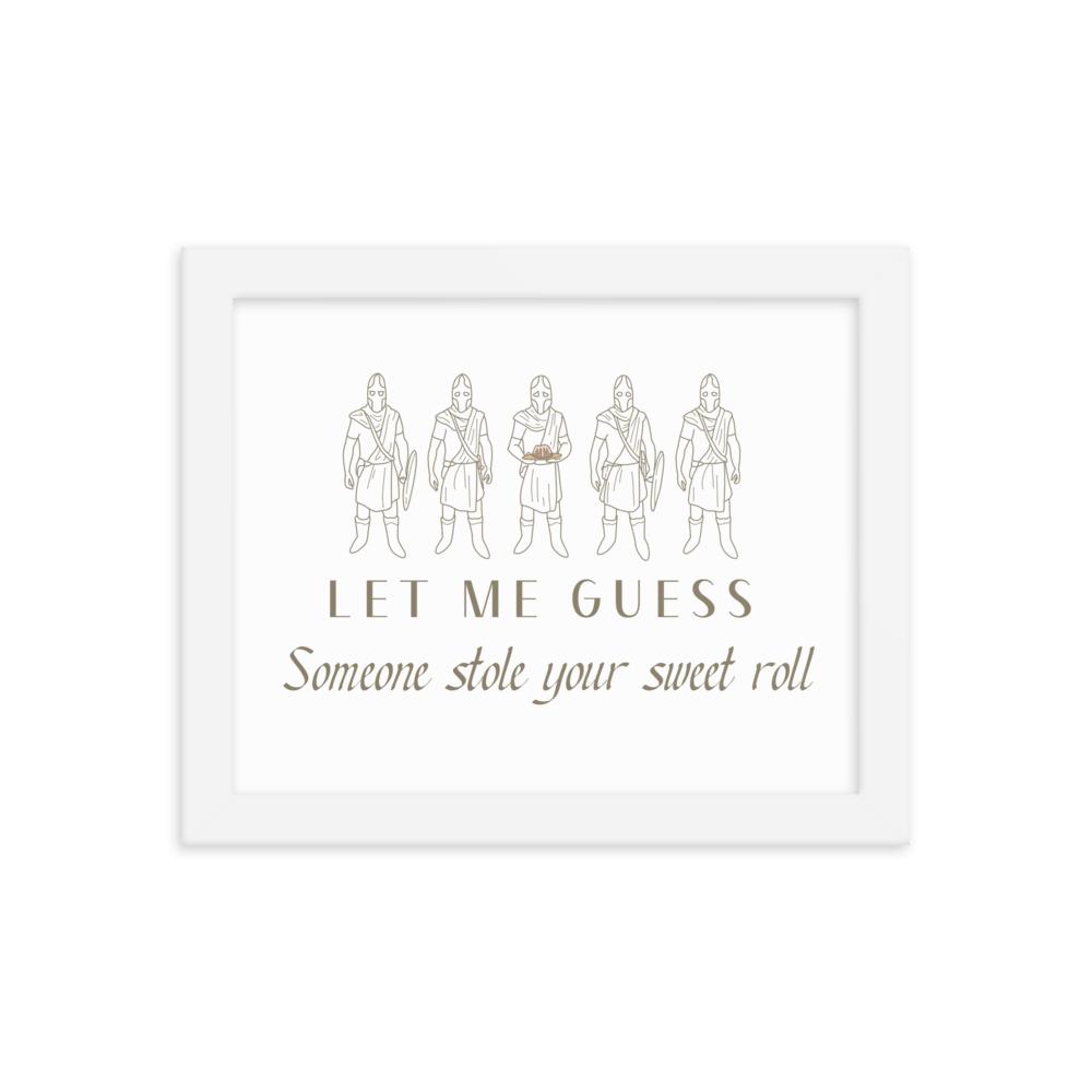 Sweet Roll | 8x10 in Framed poster | Skyrim Threads and Thistles Inventory White