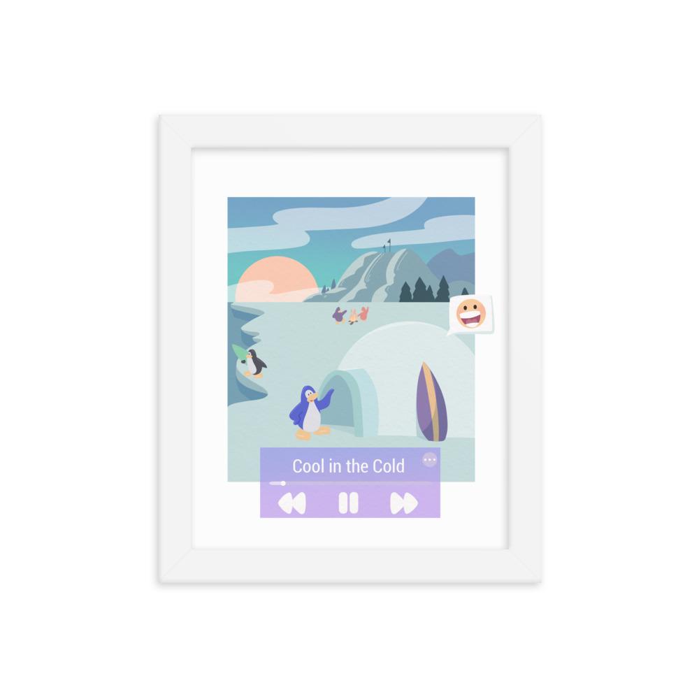 Cool in the Cold | Framed poster | Club Penguin Threads and Thistles Inventory White