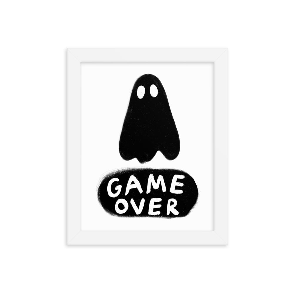 Game Over Ghost | 8x10 Framed poster Threads and Thistles Inventory White