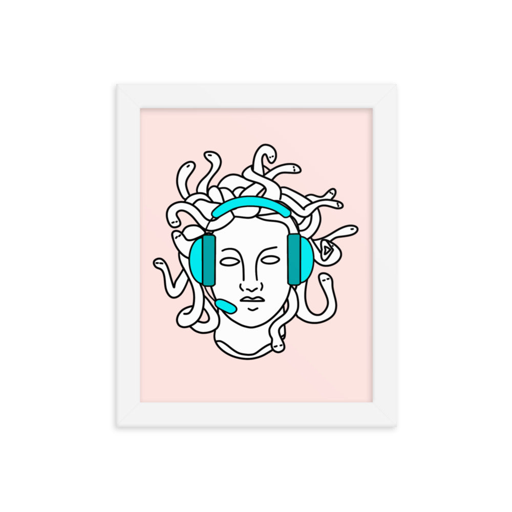 Gamer Statue #3 | Framed poster | Feminist Gamer Threads and Thistles Inventory White