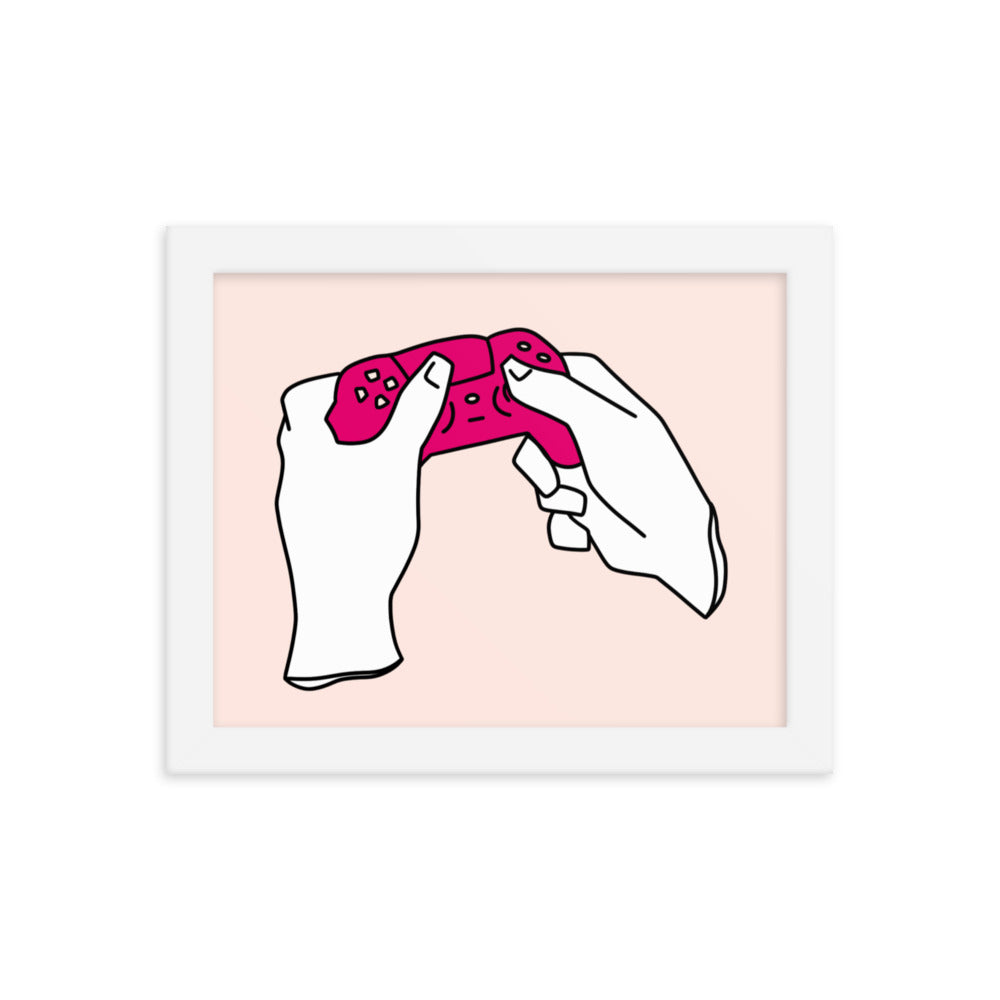 Gamer Statue #4 | 8x10 Framed Poster | Feminist Gamer Threads and Thistles Inventory White