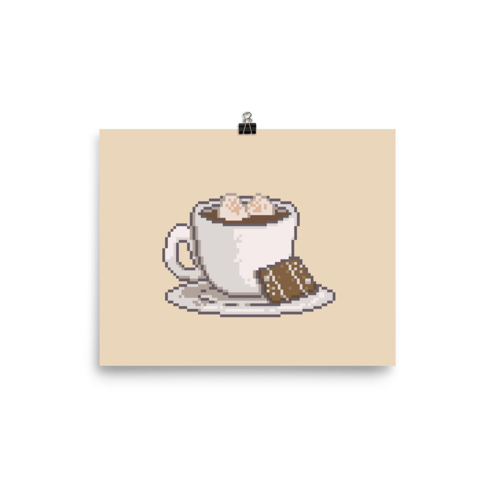 Pixelated Cocoa and Switch | 8x10 Poster | Cozy Gamer Christmas Threads & Thistles Inventory