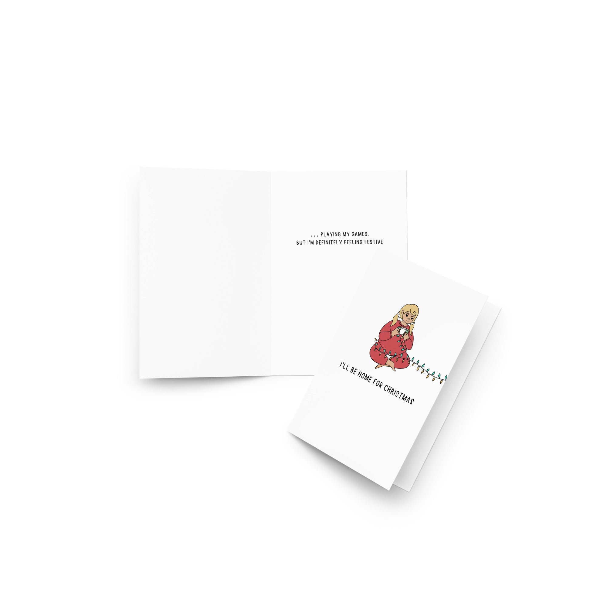 I'll Be Home | 4x6 Greeting Card | Cozy gamer Christmas Threads & Thistles Inventory
