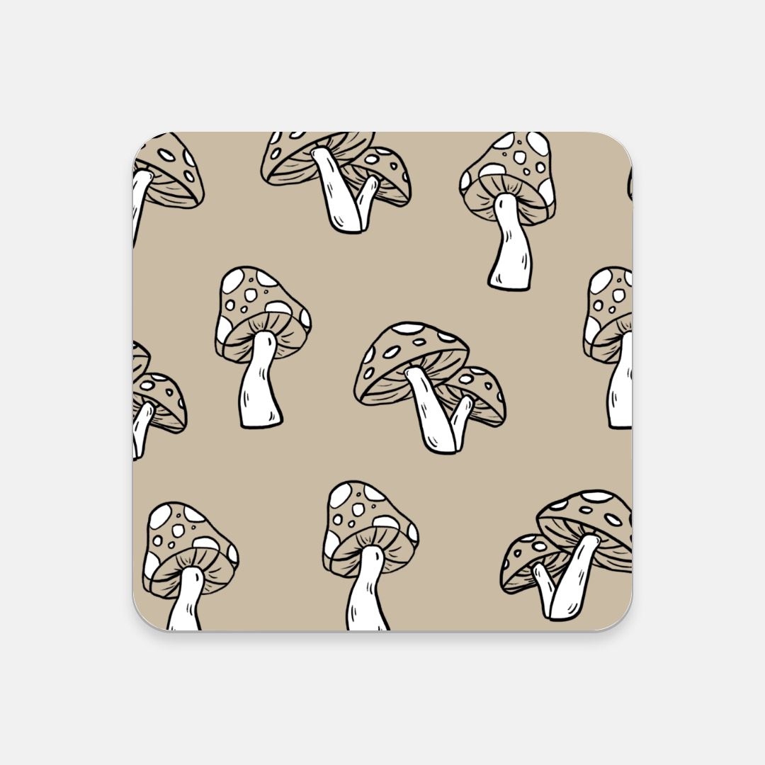 Black & White Mushies | Cork Back Coaster Coasters Threads and Thistles Inventory 