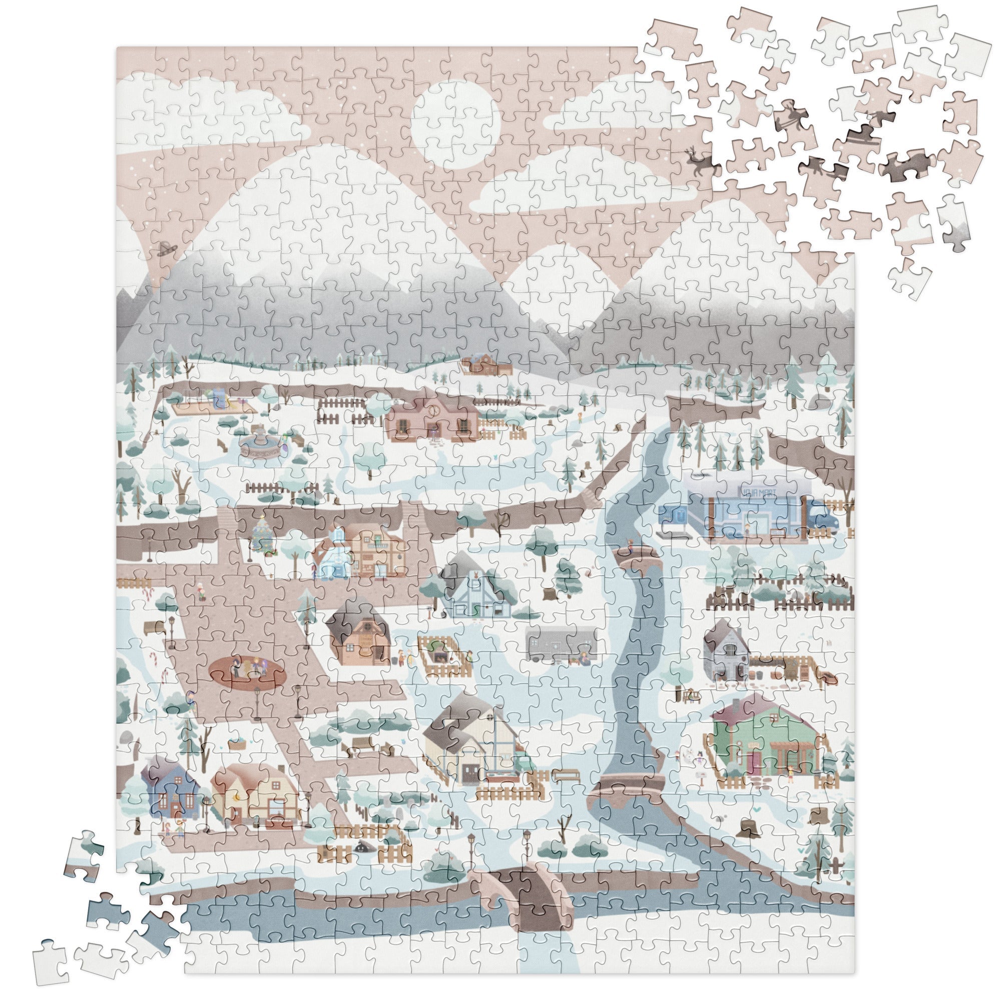 Winter Pelican Town | Cozy Gamer Christmas Jigsaw puzzle Puzzles Threads & Thistles Inventory 520 pieces