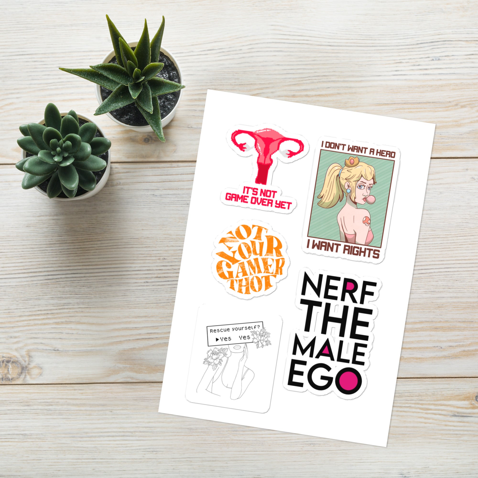 Feminist Gamer sticker sheet #1 Threads and Thistles Inventory