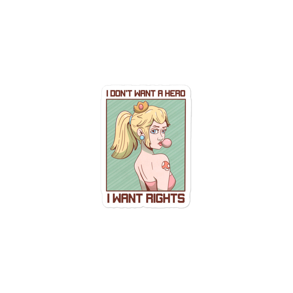 I Want Rights | Bubble-free stickers | Feminist Gamer Threads and Thistles Inventory 3″×3″
