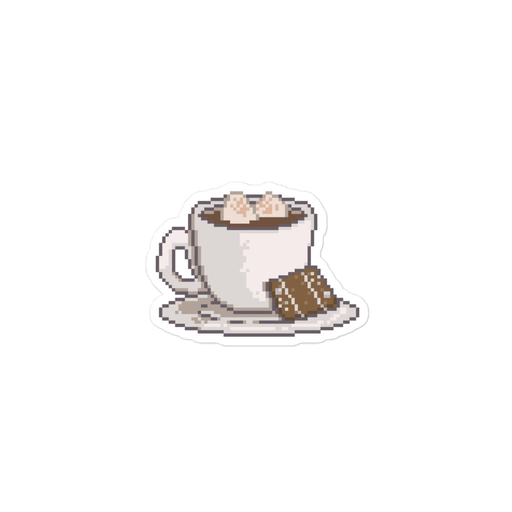 Pixelated Cocoa and Switch | Bubble-free stickers | Cozy Gamer Christmas Threads & Thistles Inventory 3″×3″