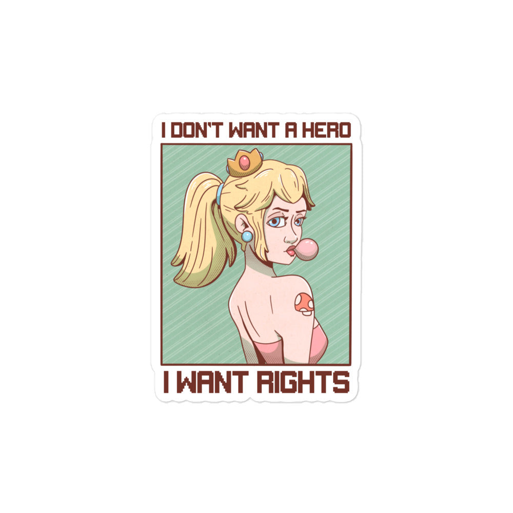 I Want Rights | Bubble-free stickers | Feminist Gamer Threads and Thistles Inventory 4″×4″