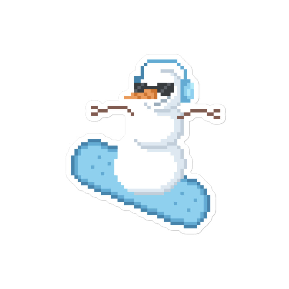 Pixel Snowman | Christmas Bubble-free stickers Threads & Thistles Inventory 4″×4″
