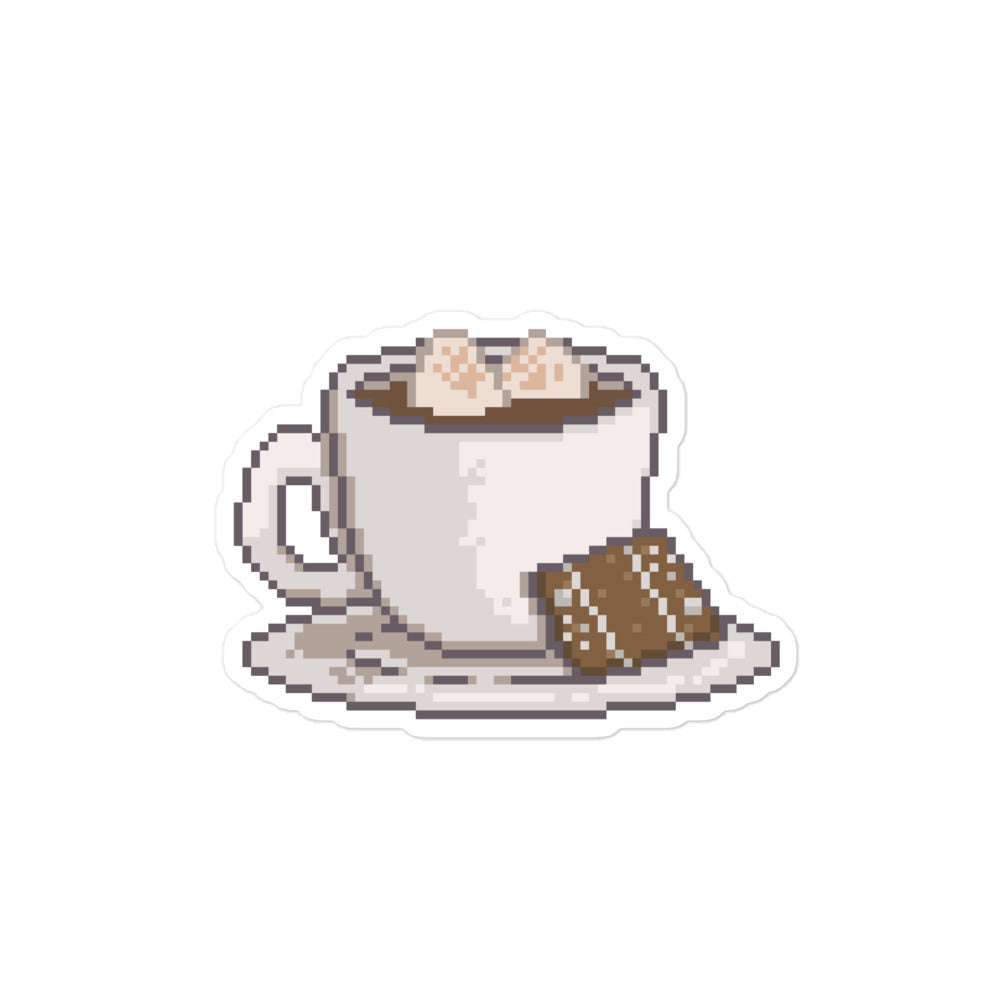 Pixelated Cocoa and Switch | Bubble-free stickers | Cozy Gamer Christmas Threads & Thistles Inventory 4″×4″
