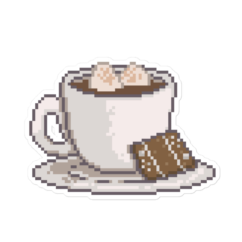 Pixelated Cocoa and Switch | Bubble-free stickers | Cozy Gamer Christmas Threads & Thistles Inventory 5.5″×5.5″