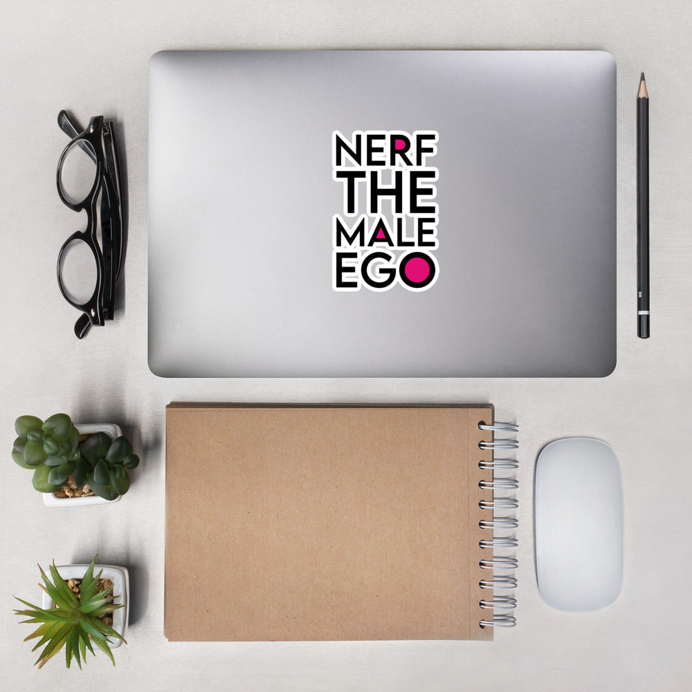 Nerf the Male Ego | Bubble-free stickers | Feminist Gamer Threads and Thistles Inventory