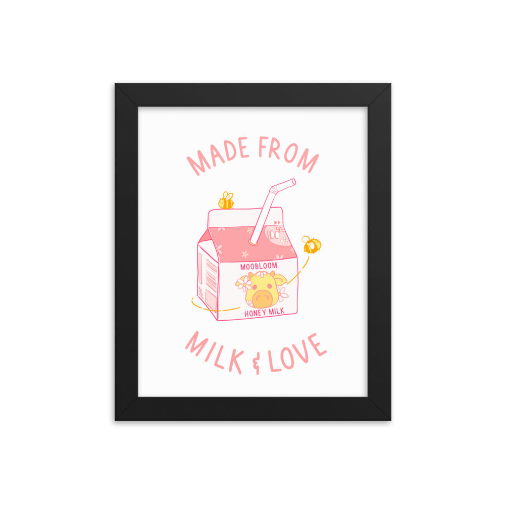 Made From milk and Love | 8x10 Framed photo paper poster | Minecraft Threads and Thistles Inventory Black