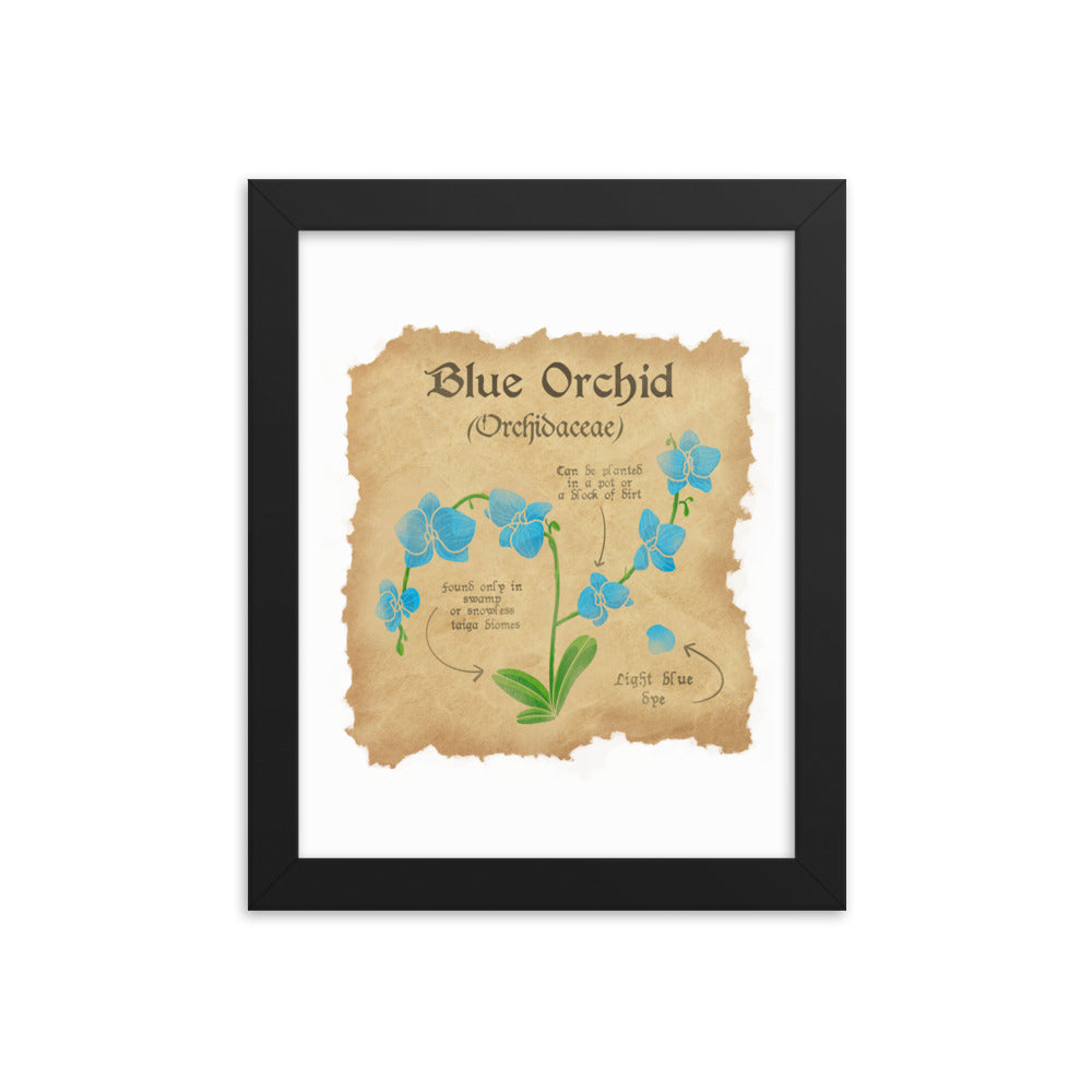 Blue Orchid | 8x10 Framed photo paper poster | Minecraft Threads and Thistles Inventory Black