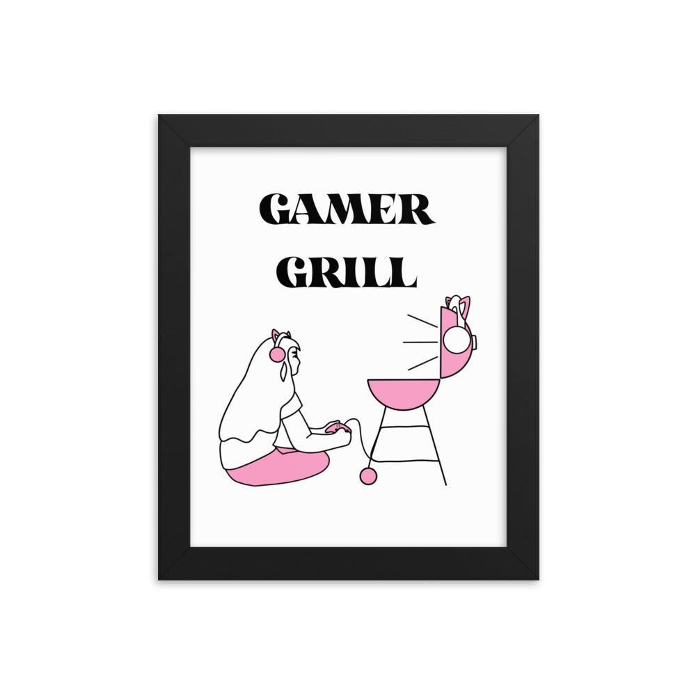 Gamer Grill | 8x10 Framed photo paper poster | Feminist Gamer Threads and Thistles Inventory Black