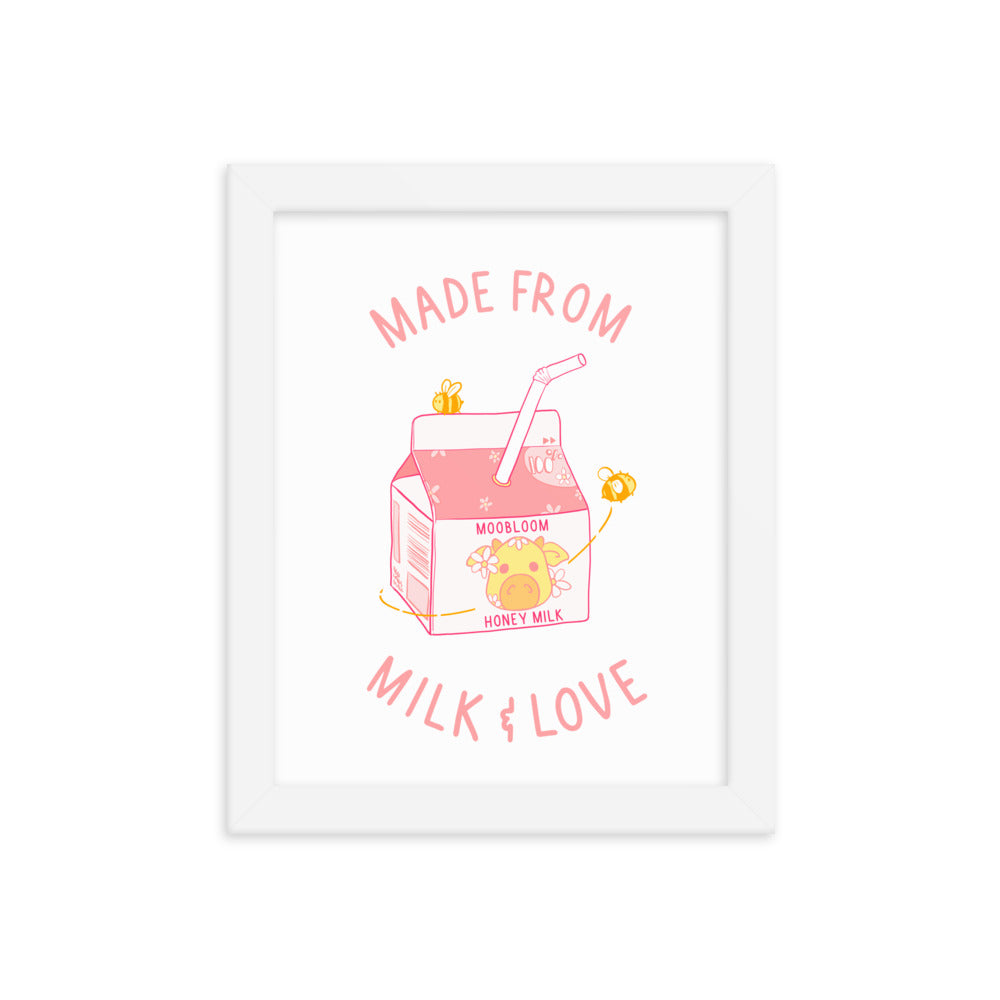 Made From milk and Love | 8x10 Framed photo paper poster | Minecraft Threads and Thistles Inventory White