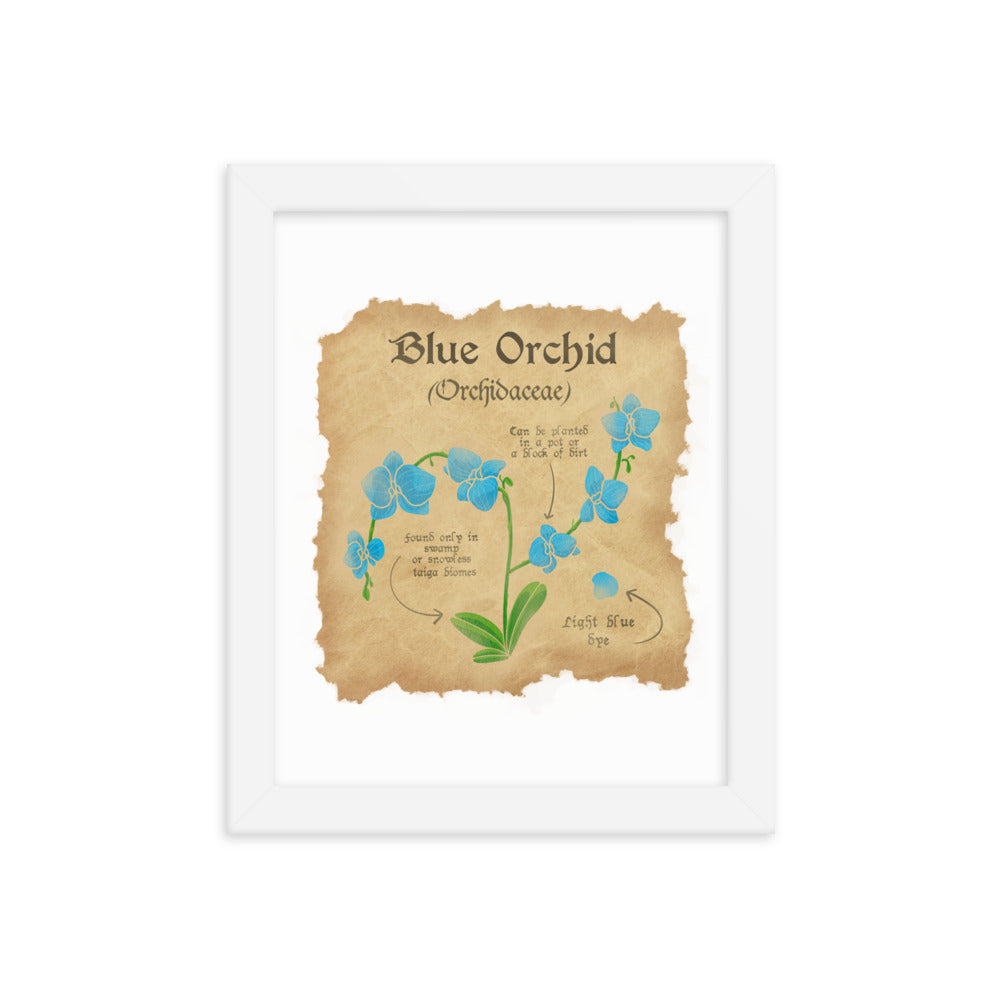 Blue Orchid | 8x10 Framed photo paper poster | Minecraft Threads and Thistles Inventory White
