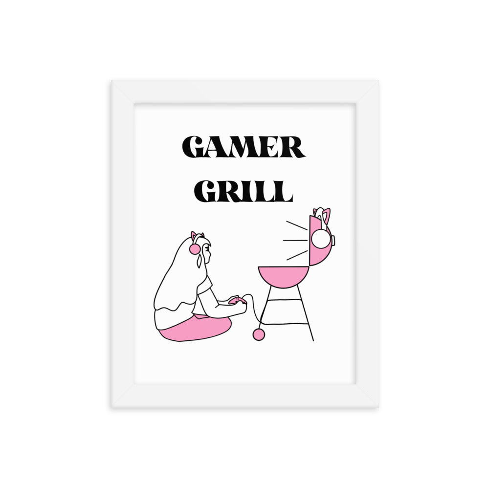 Gamer Grill | 8x10 Framed photo paper poster | Feminist Gamer Threads and Thistles Inventory White