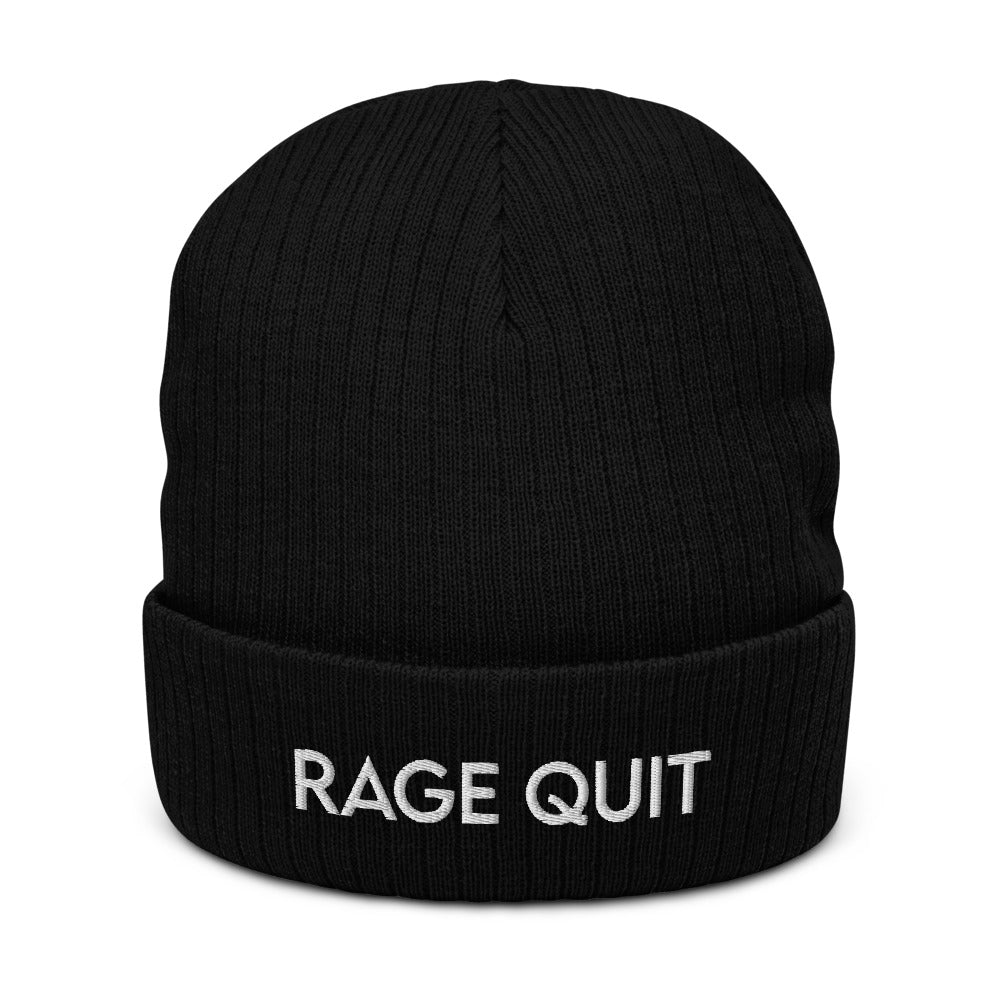 Rage Quit | Recycled cuffed beanie Threads and Thistles Inventory Black