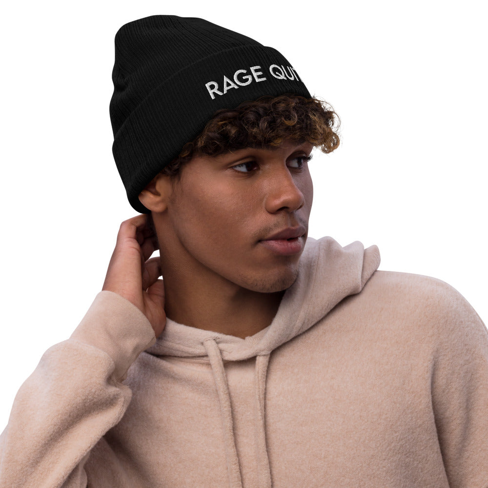 Rage Quit | Recycled cuffed beanie Threads and Thistles Inventory 