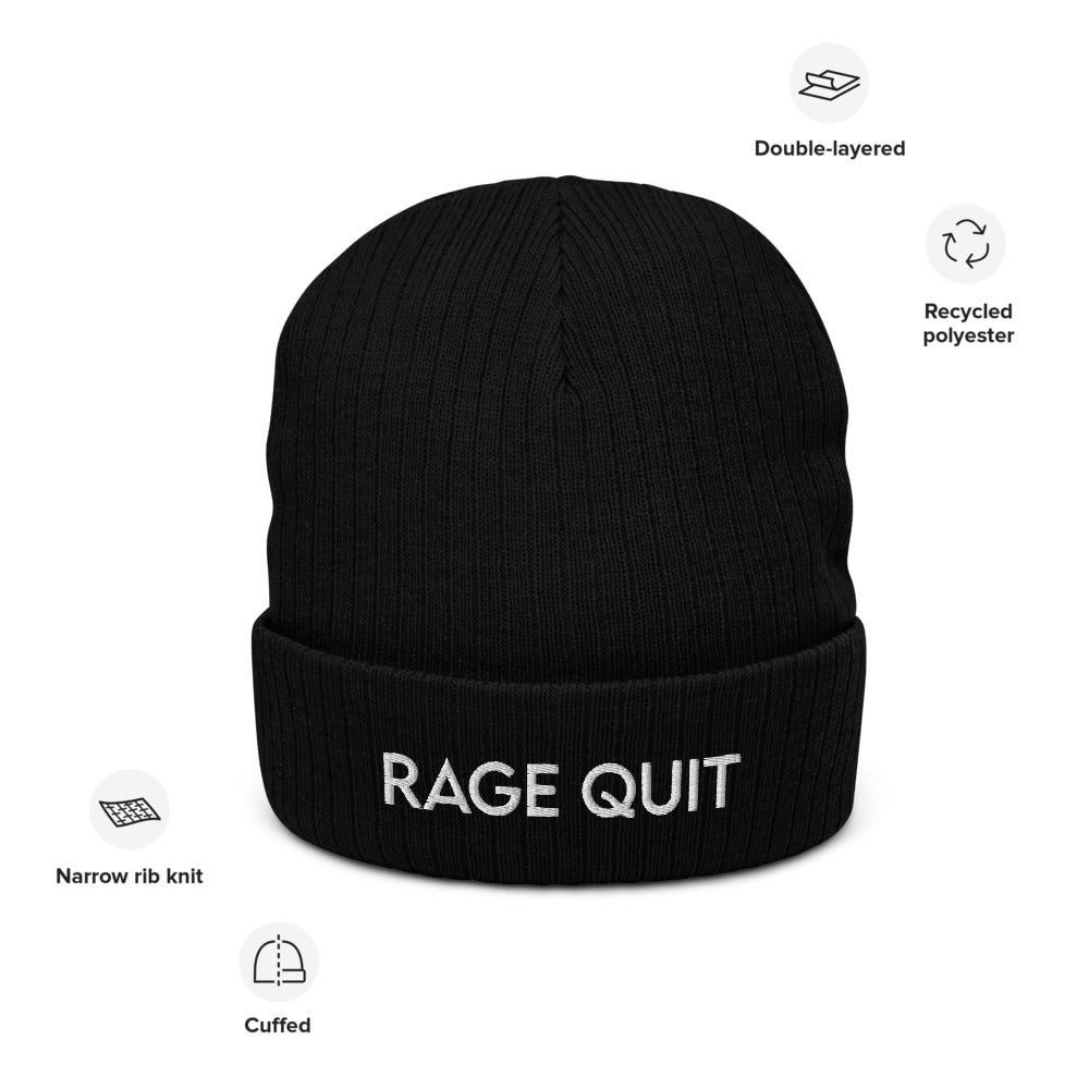 Rage Quit | Recycled cuffed beanie Threads and Thistles Inventory