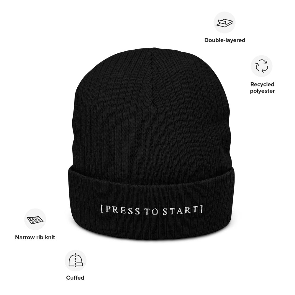Press to Start | Recycled cuffed beanie Threads and Thistles Inventory