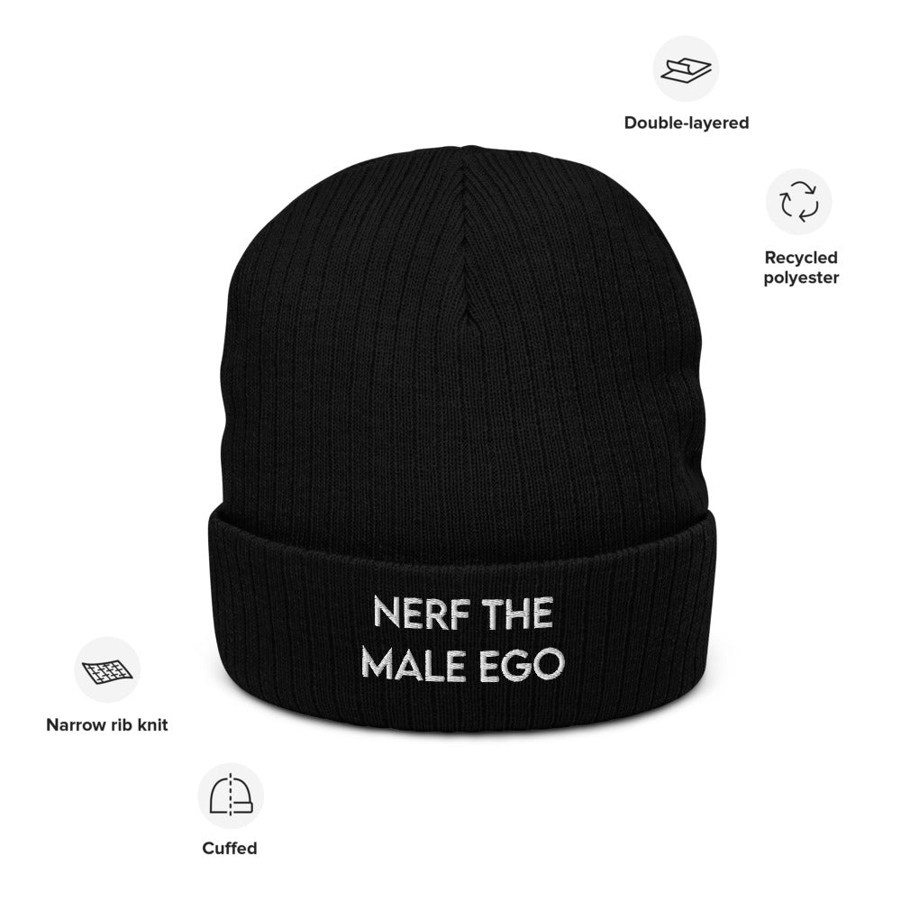 Nerf the Male Ego | Recycled cuffed beanie Threads and Thistles Inventory
