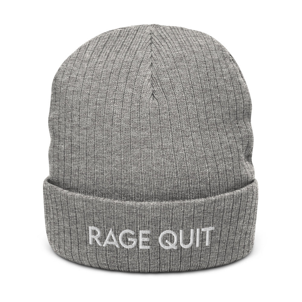 Rage Quit | Recycled cuffed beanie Threads and Thistles Inventory Light Grey Melange