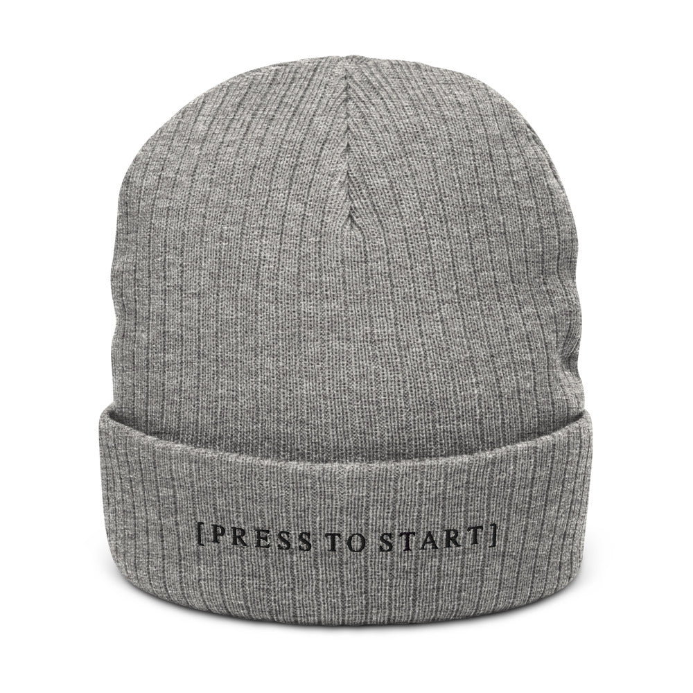 Press to Start | Recycled cuffed beanie Threads and Thistles Inventory Light Grey Melange
