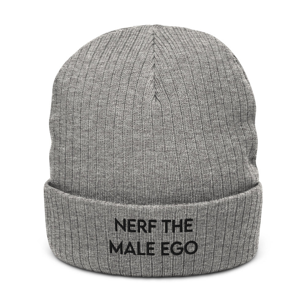 Nerf the Male Ego | Recycled cuffed beanie Threads and Thistles Inventory Light Grey Melange