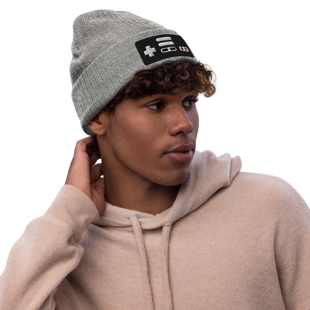 NES Controller | Recycled cuffed beanie Threads and Thistles Inventory