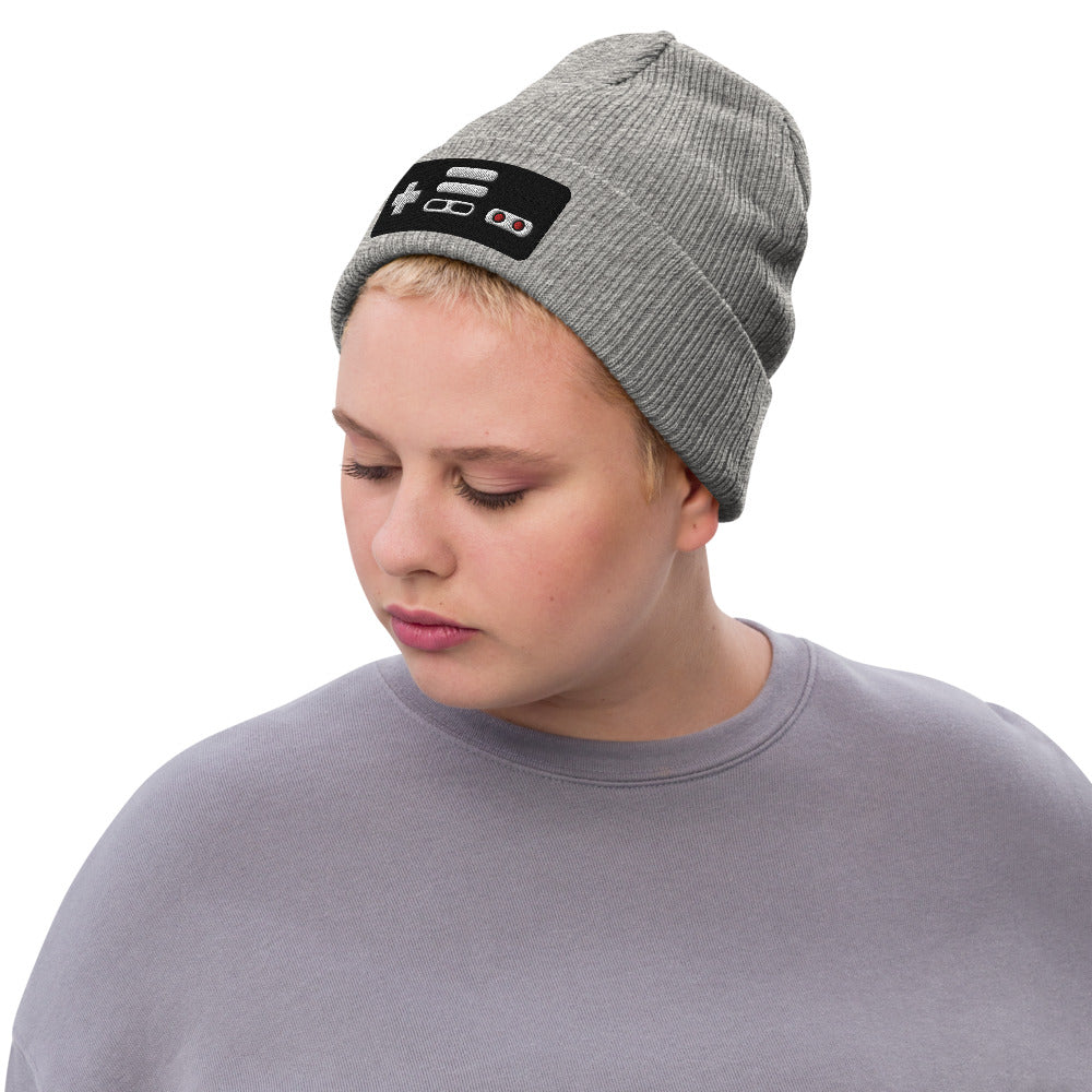 NES Controller | Recycled cuffed beanie Threads and Thistles Inventory